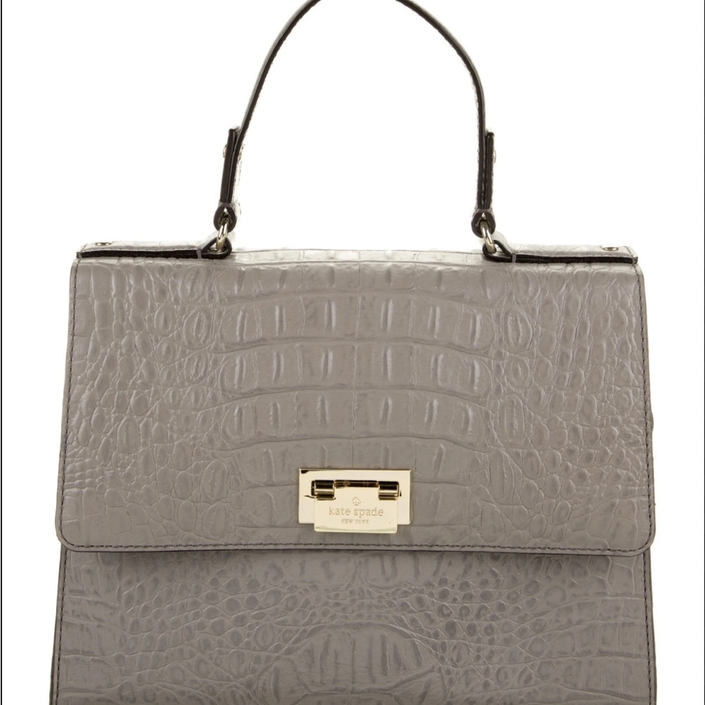 Nwt French Grey Kate Spade Orchard Valley Doris Alligator Croc Leather Satchel